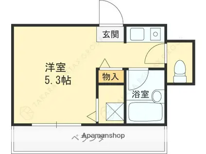 ブランシュ甲東園(ワンルーム/4階)の間取り写真