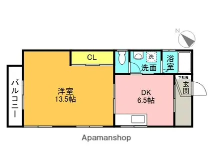 ラベール二葉(1DK/2階)の間取り写真