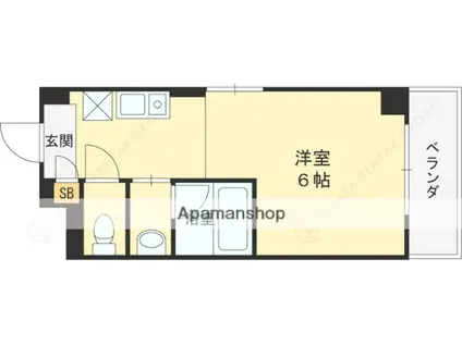 ロイヤルメゾン芦屋Ⅵ(ワンルーム/3階)の間取り写真