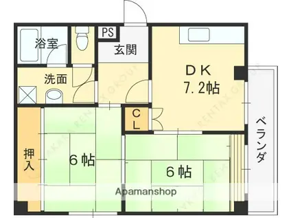 アイビースクエアー南塚口(2DK/3階)の間取り写真