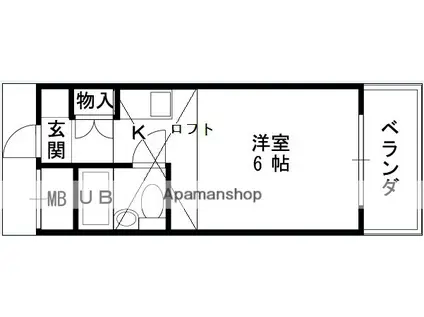 アートンヒュース(ワンルーム/3階)の間取り写真