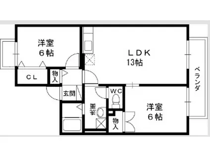 プリシェール(2LDK/1階)の間取り写真