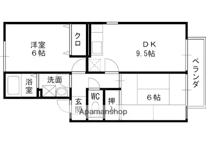 マドレミホ(2LDK/2階)の間取り写真