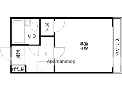 ルシエール甲東園(1K/1階)の間取り写真