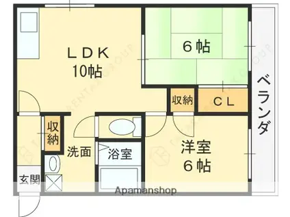 コーポHIRO(2LDK/3階)の間取り写真