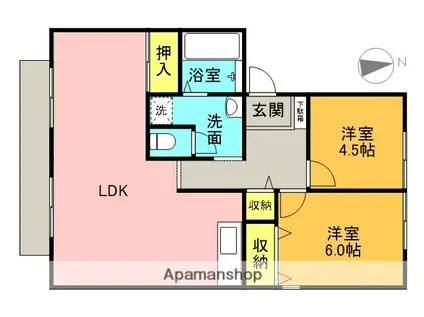 フレマリール楠の森A・B(2LDK/2階)の間取り写真