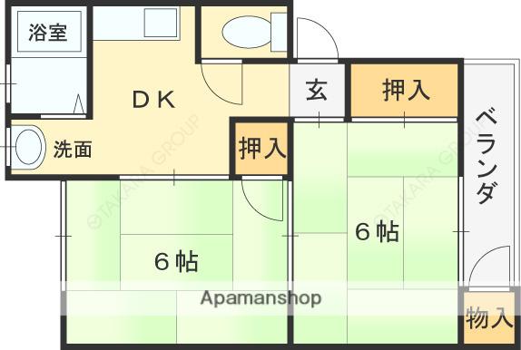 フローラル岩本(2DK/1階)の間取り写真