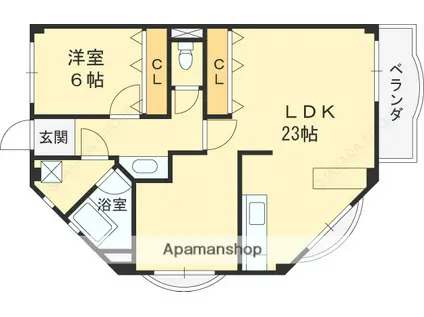 苦楽園グリーンハイツ(1LDK/4階)の間取り写真