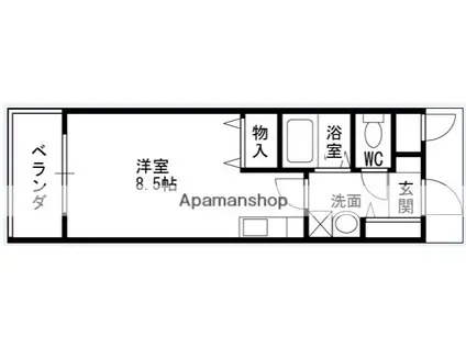 ハピネス大屋町(ワンルーム/3階)の間取り写真