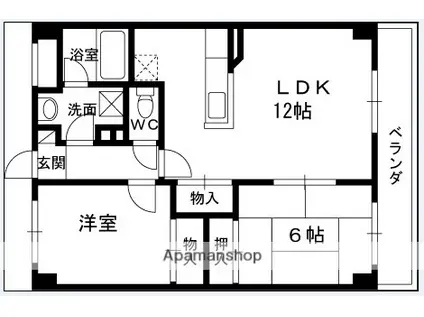 ひよどり(2LDK/5階)の間取り写真