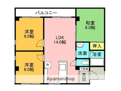 御園第6マンション(3LDK/3階)の間取り写真