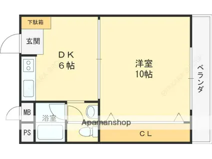 曙コーポ(1DK/3階)の間取り写真