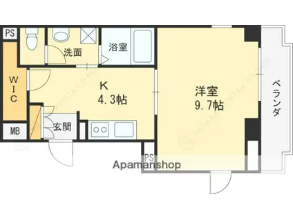 ドルチェ東甲子園(1DK/2階)の間取り写真