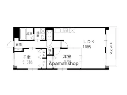 ブランシェ新伊丹(2LDK/1階)の間取り写真