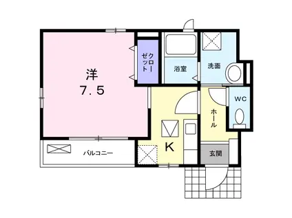 マルベリー(1K/1階)の間取り写真