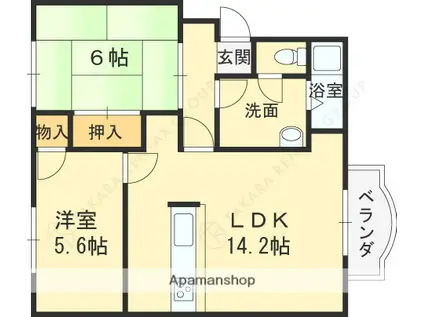 コントラーダ逆瀬川(2LDK/2階)の間取り写真