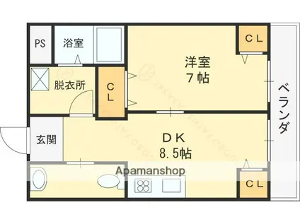 新栄プロパティー東大阪Ⅰ(1LDK/2階)の間取り写真