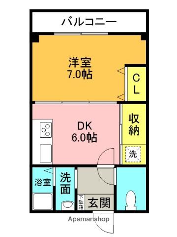 KT-2(1DK/2階)の間取り写真