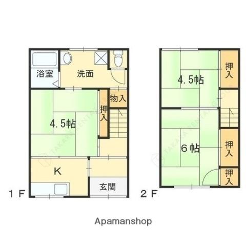 若王寺1丁目テラスハウス北棟(3K)の間取り写真