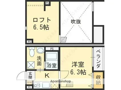 ルシエル(1K/1階)の間取り写真