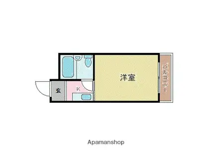 サウザンド15(1K/1階)の間取り写真