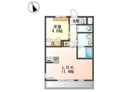 エトワールシャトーⅠ(1LDK/2階)の間取り写真