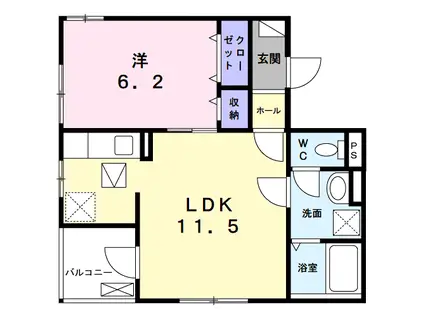 モデルノ ケマ(1LDK/1階)の間取り写真