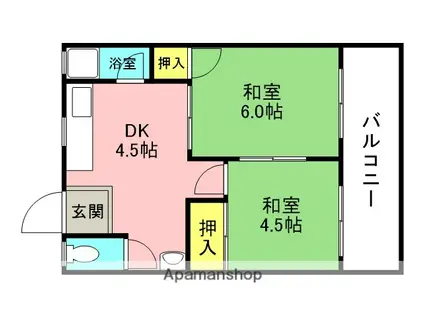 筒井文化(2DK/2階)の間取り写真