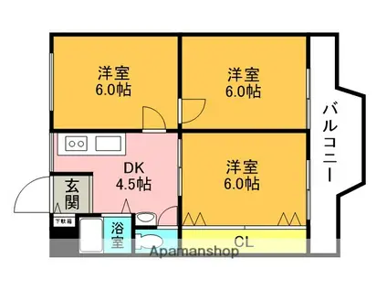 キャピタルビルド(3DK/3階)の間取り写真