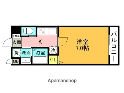 RAKAN伊丹(1K/1階)の間取り写真