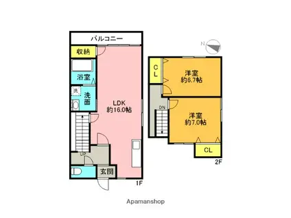 フライブルク瑞穂(2LDK/4階)の間取り写真
