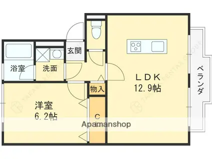 コートビレジ1(2DK/1階)の間取り写真