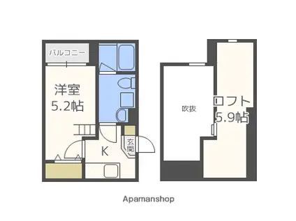 ブランジーノ立花(1K/2階)の間取り写真