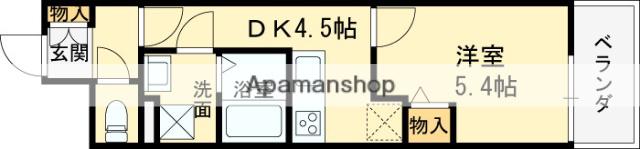 クレアール塚口Ⅰ(1DK/3階)の間取り写真