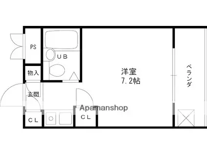 ラファエラ鳴尾Ⅱ(ワンルーム/1階)の間取り写真
