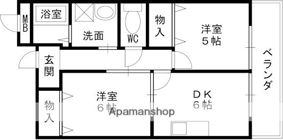 フローレンステラモト(2DK/2階)の間取り写真