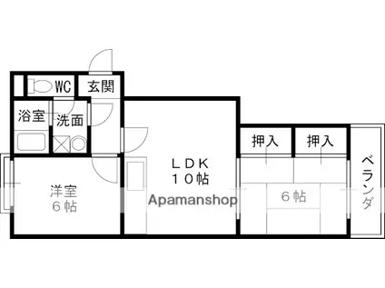 メゾン下仲(2LDK/2階)の間取り写真