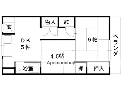 ヴィラ東伊丹(2K/3階)の間取り写真