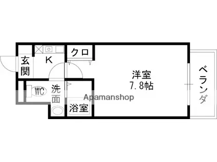 セルジュYS東園田(1K/4階)の間取り写真