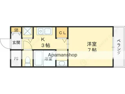 甲東リンガ(1K/3階)の間取り写真