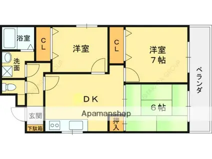 ニシシンヴィレッジ(3DK/2階)の間取り写真