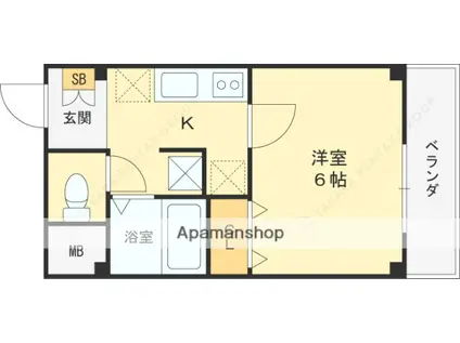 ハイツシャイニングN(1K/2階)の間取り写真