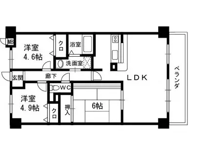 レフィナード(3LDK/5階)の間取り写真