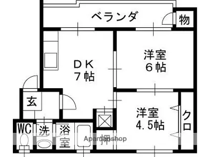 ライラックハウス(2DK/2階)の間取り写真