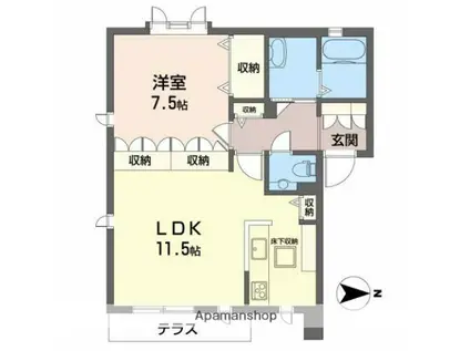 シャーメゾン丸橋A・B・C棟(1LDK/1階)の間取り写真