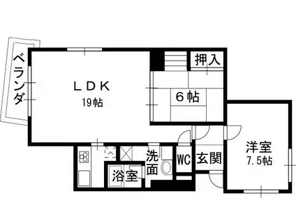 シロハイヌ門戸(2LDK/1階)の間取り写真