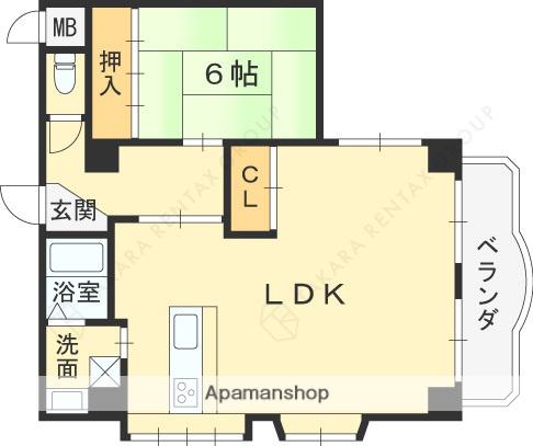 アーバン西宮北口(1LDK/1階)の間取り写真