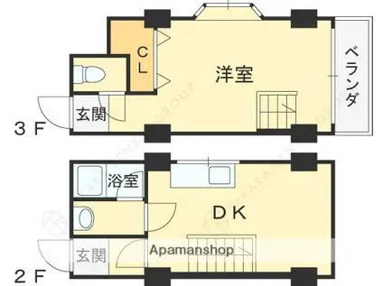 ファミール壱番館(1DK/2階)の間取り写真