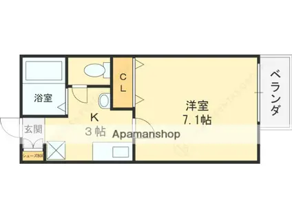 ヤシャ—ルY(1K/1階)の間取り写真