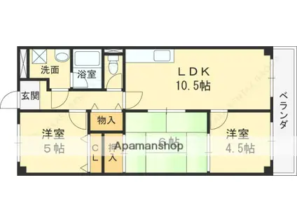 芦屋三木マンション(3LDK/3階)の間取り写真